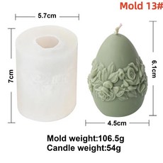 부활절 달걀 향초 실리콘 몰드 엠보싱 나비 꽃 모양 캔들 석고 제작 선물, 색상: 3. Egg Mold 13
