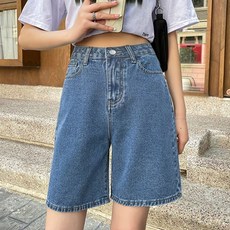 여성 2컬러 버뮤다 5부 베이직 여름 데님 팬츠 청바지 05s51pJw