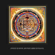 황금 액자 옴차크라 만다라 장식 벽화 인테리어 불교, 우아한 블랙 브러싱처리된알루미늄프레임, M 형 사복팔보 만다라