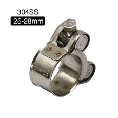 Sclmotos-유니버설 26-63mm 스테인레스 스틸 오토바이 배기 클램프 클립 혼다 스즈키 슬립 온 머플러 소음, 05 26-28mm