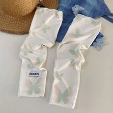 可愛蝴蝶結ins防曬袖套女防紫外線寬鬆冰爽夏季騎行開車冰袖, 1個, 韓系蝴蝶結【綠色】一雙裝