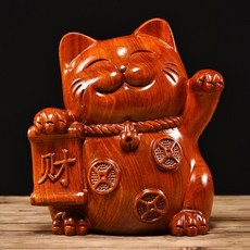 黑檀木 花梨木 紅花梨木 招財貓 擺件, 如圖所示, 1個