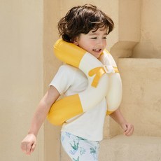 스윔어바웃 아동용 투톤 클래식 넥 튜브 구명조끼 부력보조복 어린이 물놀이, 망고 옐로우(CN50_04), 1개