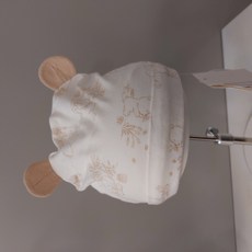 해피랜드 베이지컬러 곰돌이 디자인 모양이 깜찍한 여름 신생아모자