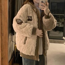 에코 뽀글이퍼 하프자켓 캐주얼 양털재킷 루즈핏 아우터 겨울