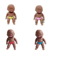 긴 머리 인어 공주 고무인형, 1개, 14cm 커피색 인형 (속옷 색상 랜덤)