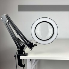 LED 스탠드 작업등 돋보기 무단계 밝기 클램프형 조명, 10배 알루미늄 클립, 기본 색상