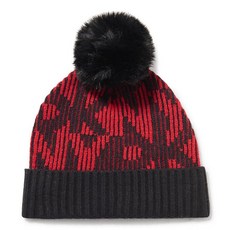 DKNY 여성용 골지 로고 인조 모피 폼 비니 레드 라이트. 단일 사이즈 249941