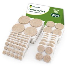 COVERCORNER 견목 바닥용 펠트 가구 패드 162개 패드 바닥 프로텍터 가구용 원형 베이지 밸류 팩, 162PCS Value Pack Round Beige