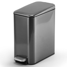 長方形5L腳踏垃圾桶 開蓋垃圾桶 紙簍筒 垃圾筒 腳踏式收納桶, 黑鈦, 黑