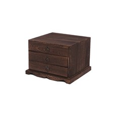 오동나무 보이차 보관함 원목 케이크 보관 찻쟁반 레트로, 1개, D_3층 구운 색상 차칼 포함