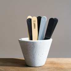 블랙 식물 이름표 라벨 검정 네임픽 플라스틱 일자형 화분 네임택, 라운드형, 실버 1mm, S블랙 10cm