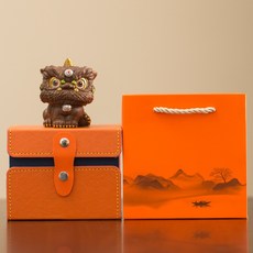 臺灣出貨 創意醒獅文創特色禮品套裝 商務活動年會客戶伴手禮 生日禮物, HN醒獅【開眸款】+橙色禮盒, 1個