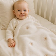 불로홈 아기 밍크 자수 극세사 블랭킷 이불, 플라워