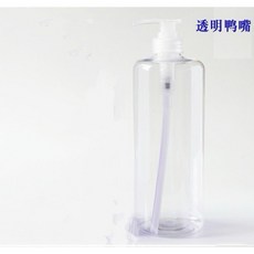 gali 1000ml圓形藍色PET塑料瓶 大容量洗髮水分裝透明按壓空瓶, 透明圓形瓶身+透明壓嘴端, 1個