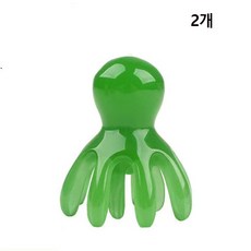 대형 문어 얼굴 두피 괄사 마사지기 머리 승모근 지압, 그린, 2개