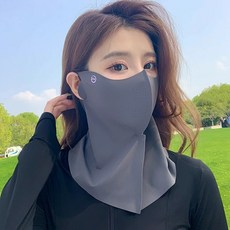 冰絲防曬麵罩 全臉防曬 輕薄透氣, 半臉護頸款-深灰,【腈綸面料-可拆卸】, 1個