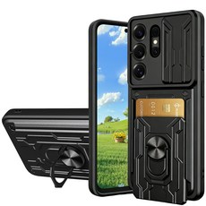적용 갤럭시S26 울트라 S24 울트라/S25 울트라 케이스 링 거치대 카메라 슬라이드 보호 범퍼 휴대폰 카드수납 지갑형 탈부착 휴대폰 케이스XSJKU425