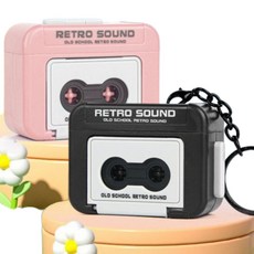 TWIO 미니카세트플레이어 레트로카세트 녹음기, 블랙, .