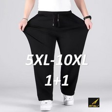 (1+1)5XL-10XL히트세븐 블랙 일자 스판 트레이닝바지 빅사이즈 오버핏 루즈핏 통바지 남성 작업복 바지 5XL 6XL 7XL 8XL 9XL 10XL HIT No.7 5801, 블랙(일자)+블랙(일자)