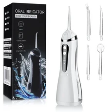 치과 구강 세척기 USB 충전식 200ml 휴대용 3가지 모드 IPX6, 01 하얀색