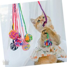 장난감 운동 반려묘 다채로운 해소용 스트레스 공 털실 끈 놀이 컬러 달린, 1개, 상세페이지 참조