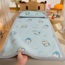 兒童卡通印花冰絲涼蓆, 音樂企鵝,56*100cm單品涼蓆