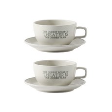 시라쿠스 일본 제작 레터링 커피잔 컵앤소서 세트, 카페라떼잔 330ml, 그린, 2개