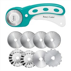 8pcs 로터리 블레이드가있는 패브릭 용 45mm 로터리 커터 롤링 패브릭 커터 크로 셰 뜨개질 가장자리 스킵 블레이드 천공, 사진 색상