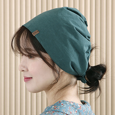 H960 가죽라벨 면 심플 삼각두건