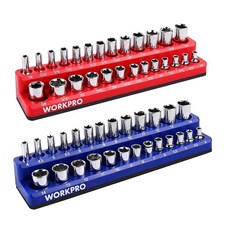 WORKPRO 1.3cm(1/2인치) 마그네틱 소켓 오거나이저 세트 SAE 및 미터법 마그네틱 소켓 홀더 2개 공구 상자 공구 카트용 표준 소켓 35개 보관 (소켓 미포함