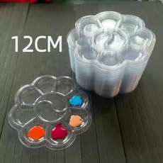 全店折扣 一次性調色盤免洗水彩顏料兒童繪畫美術調色盤梅花形透明塑料批發, 1個, 透明水彩盤（100個）