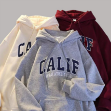 CALIF 레터링 남녀공용 데일리 가을겨울 오버핏 기모 후드티
