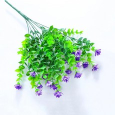 묶음 인공 꽃 야외 자외선 차단 관목 식물 가짜 녹색 장식 사무실 주방 결혼식 정원 장식용, 색상: 3. Purple