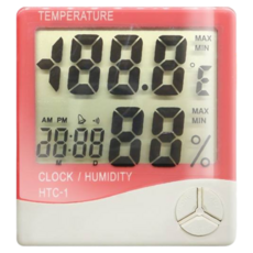 美睫專用溫濕度計 時鐘鬧鐘, 1個, 紅色