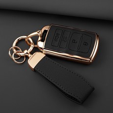 HAKO 소프트 가죽TPU 키케이스 +키홀더 (기아호환 4버튼), K-04, 블랙