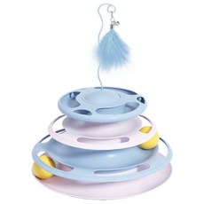 三合一貓咪轉盤玩具 轉盤漏食球 貓咪玩具 互動 漏食 玩具, 天空藍