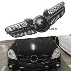 벤츠 SLK 클래스 R171 SLK200 SLK300 SLK350 SLK55 08-10 앞 범퍼 레이싱 그릴 후드 튜닝 호환, 블랙