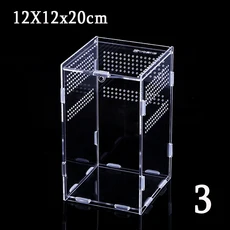 투명한 거미 곤충 뱀 개구리 컨테이너 파충류 인큐베이터 용품 번식 상자 부화 테라리움, 06 12X12x20cm