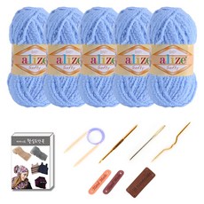 마마니트 벨루토실 5볼 목도리 DIY 세트, 1세트, 스카이