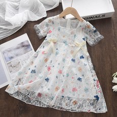 女童夏季蝴蝶蕾絲連衣裙