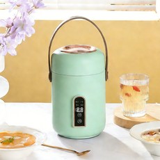SMABAT 다용도 전기 밥솥 휴대용 도시락 보온밥솥 1-2인용 캠핑용밥솥 세라믹 내솥 영어 패널, 그린, JJ-500
