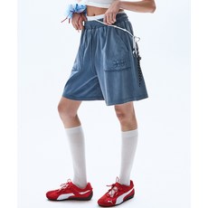 [레이몬트] 플라워 패치 솔라 하프 팬츠_블루