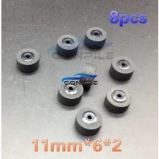 빈티지 견 프레스 벨트 풀리 데크 오디오 압력 카세트 테이프 스테레오 플레이어용 11mm x 6x2 핀치 롤러 8 개