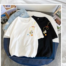 fighting太空狗狗 情侶裝 純棉 現貨 S XL 短袖 台灣製 情侶T 班服 快速出貨, 黑色,M, 詳見包裝