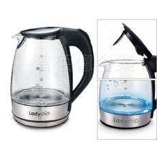 【貴夫人】KM-618304 不鏽鋼玻璃快煮壺 1.7L 環型LED加熱燈水壺 分離式底座 健康衛生安全養生壺