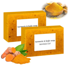 레몬 강황 비누 천연 유기농 강황 스킨 솝 딥클렌징 모공타이트닝 Lemon Turmeric KojicAcid SoapLemon Kojic Acid Soap, 2개입, 100g