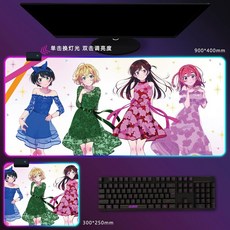 여친 빌리겠습니다 렌탈 여친 RGB LED 조명 마우스패드 키보드 장패드 4mm 두께, H, 900x400mm