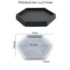 둥근 사각형 꽃 냄비 실리콘 금형 수지 펜 홀더 석고 양초 컵 콘크리트 재배자 육각형 테라조 냄비 석고, 10 Hexa Tray Mold
