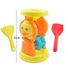 沙灘玩具組 兒童玩沙工具 寶寶挖沙玩具 沙池漏斗 大號鏟子沙灘桶套裝 決明子玩具, 萌趣小鴨大孔沙漏3件套（送2個模具）, 1個